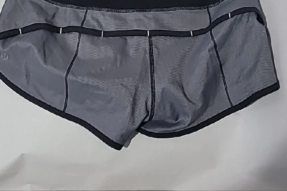 lululemon💎 athletica Heathered Slate Gray Running Shorts with Black Trim